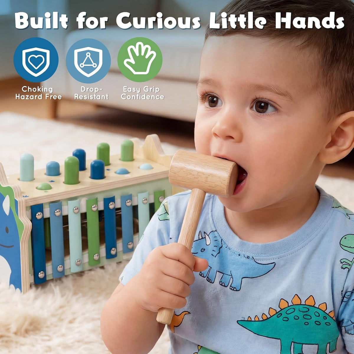 natural wood construction with water-based, non-toxic paint