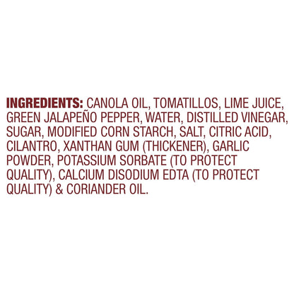naturally flavored cilantro-lime recipe with lime juice, jalapeño peppers, and cilantro