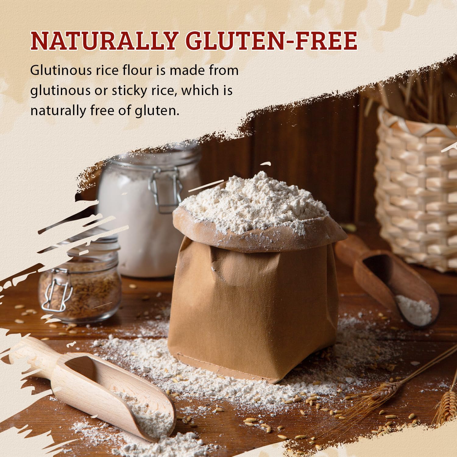 naturally gluten-free rice base suitable for pizza dough, sourdough, and thickening asian dishes