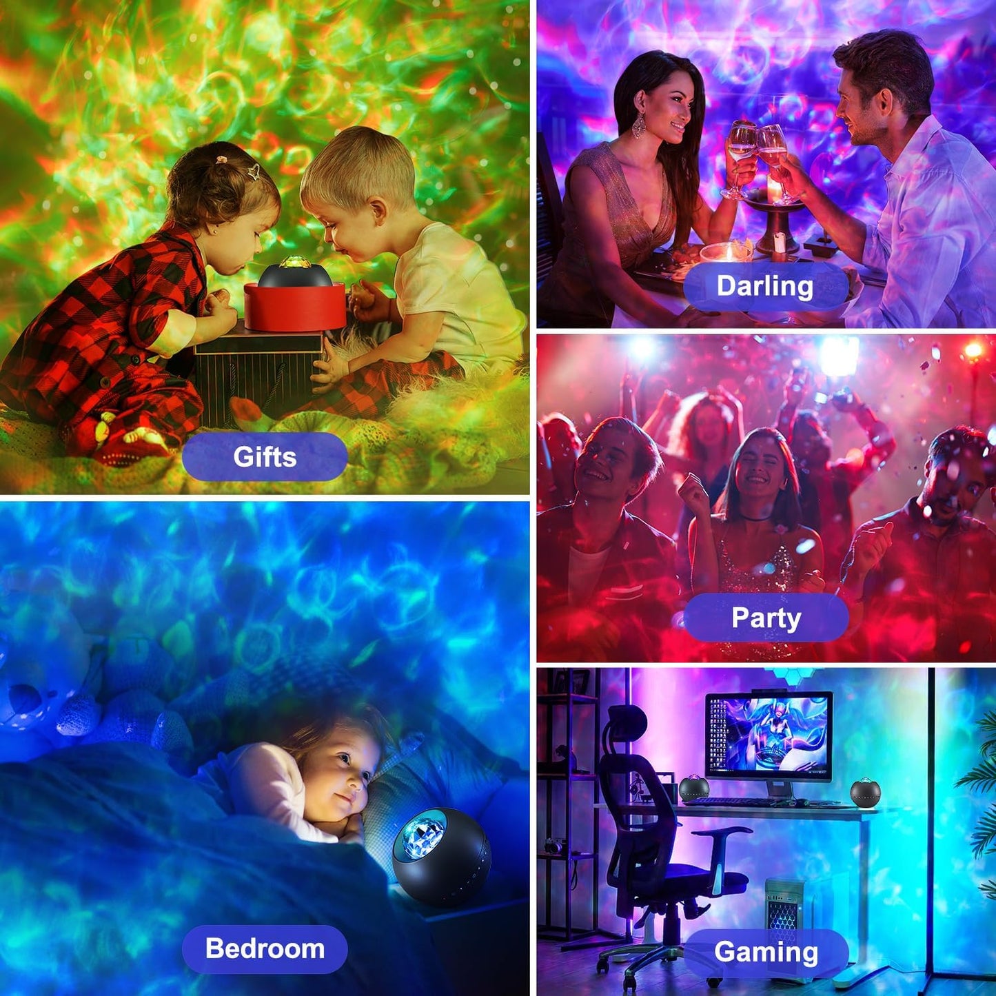Nebula Projector for Bedroom – Small Footprint Galaxy Light in Neutral ABS Finish with Auto-Off Timer