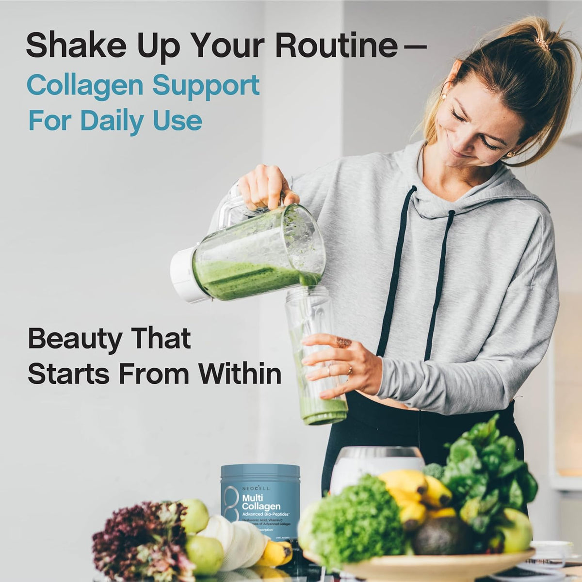 NeoCell Multi Collagen Bio-Peptides Powder | Gym Prep Companion for Joint and Connective Tissue Support