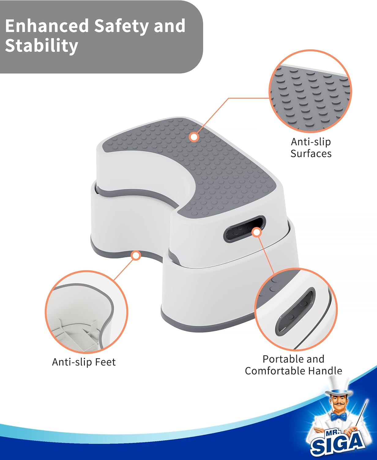 nesting storage where the smaller stool fits over the larger one for compact storage