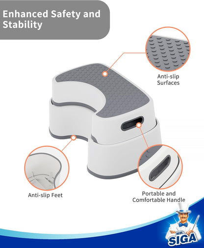 nesting storage where the smaller stool fits over the larger one for compact storage