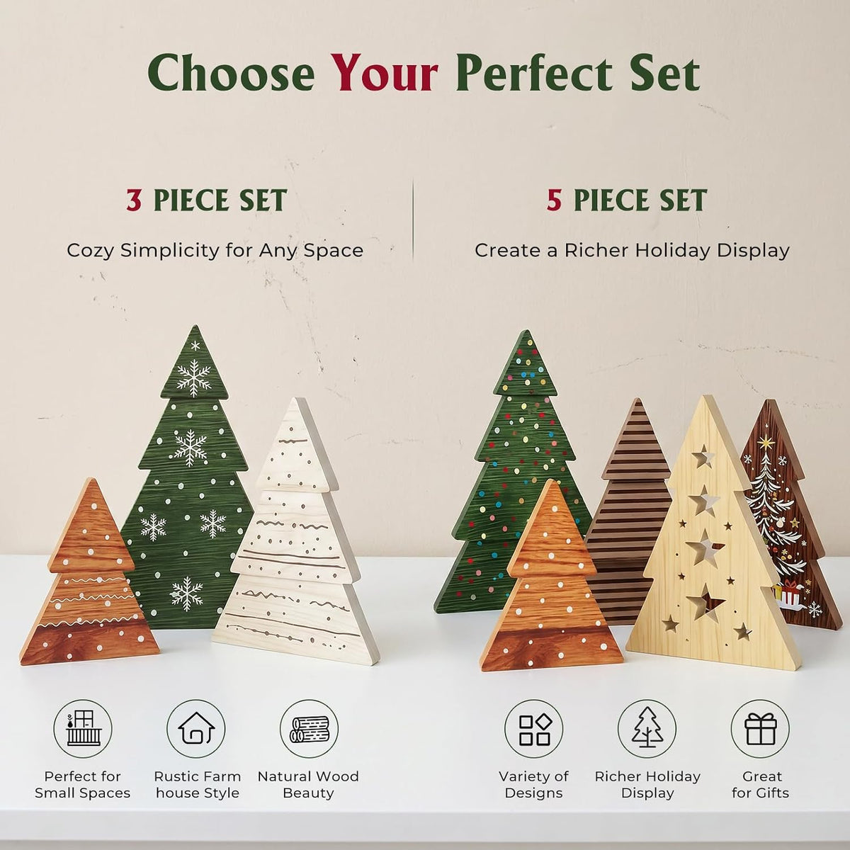 neutral natural wood color compatible with farmhouse, rustic, vintage, and scandinavian styles
