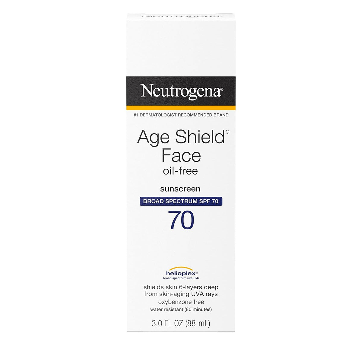 Neutrogena Age Shield Face Sunscreen SPF 70 – All-in-One SPF, Moisturizer, and Pre-Makeup Base in One Simple Step
