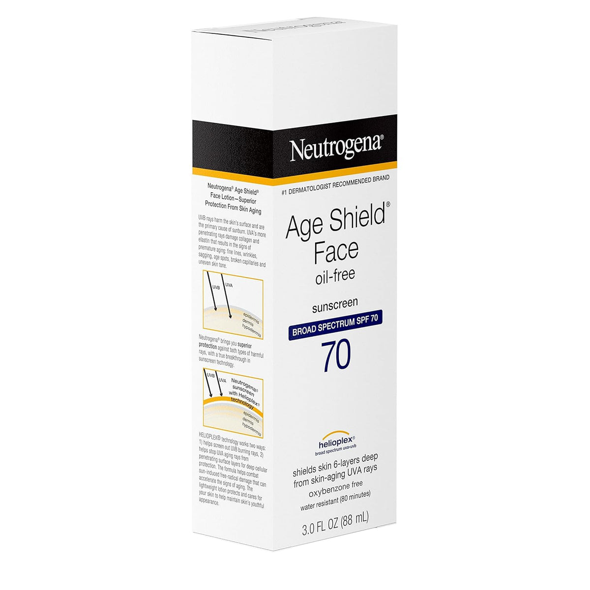 Neutrogena Age Shield Face Sunscreen SPF 70 – All-in-One SPF, Moisturizer, and Pre-Makeup Base in One Simple Step