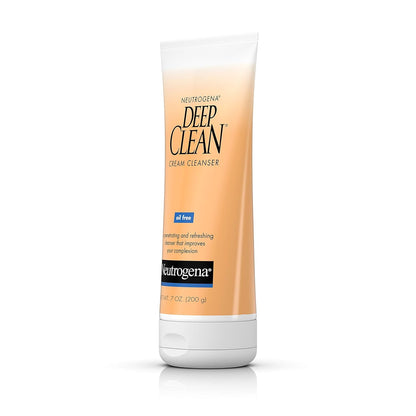 Neutrogena Deep Clean Daily Facial Cream Cleanser with Beta Hydroxy Acid for Quick AM Prep, Fast Morning Cleanser Before Work, 7 fl. oz