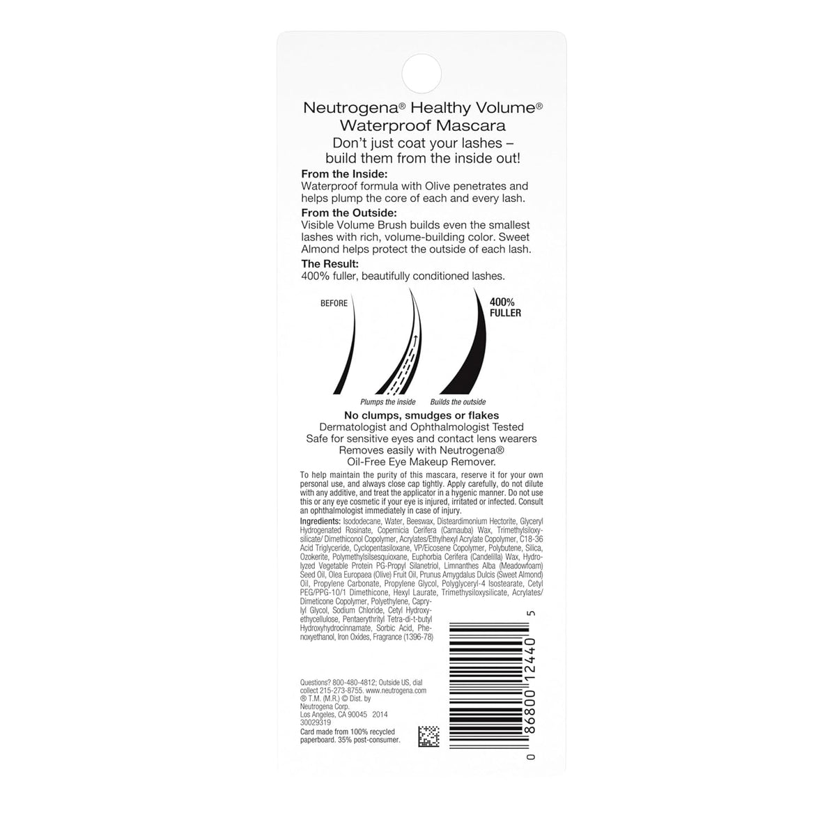 Neutrogena Healthy Volume Mascara – Worry-Free Daily Lash Enhancement for Allergy-Prone Eyes, Clump-Free Waterproof Gel Formula