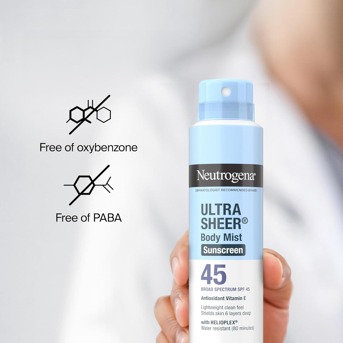 Neutrogena Ultra Sheer Dry-Touch SPF 45 – Non-Comedogenic Sun Care Step for Morning Vanity Routines