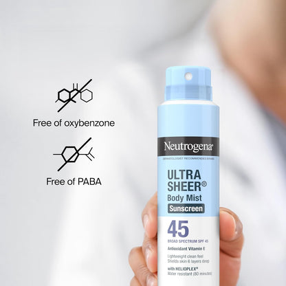 Neutrogena Ultra Sheer Dry-Touch SPF 45 – Non-Comedogenic Sun Care Step for Morning Vanity Routines