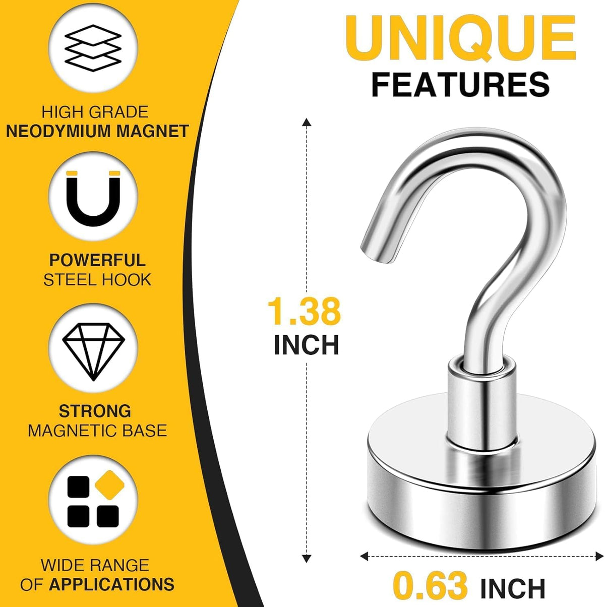 ni-cu-ni triple-layer anti-corrosion and scratch-resistant plating on base, hook, and magnet