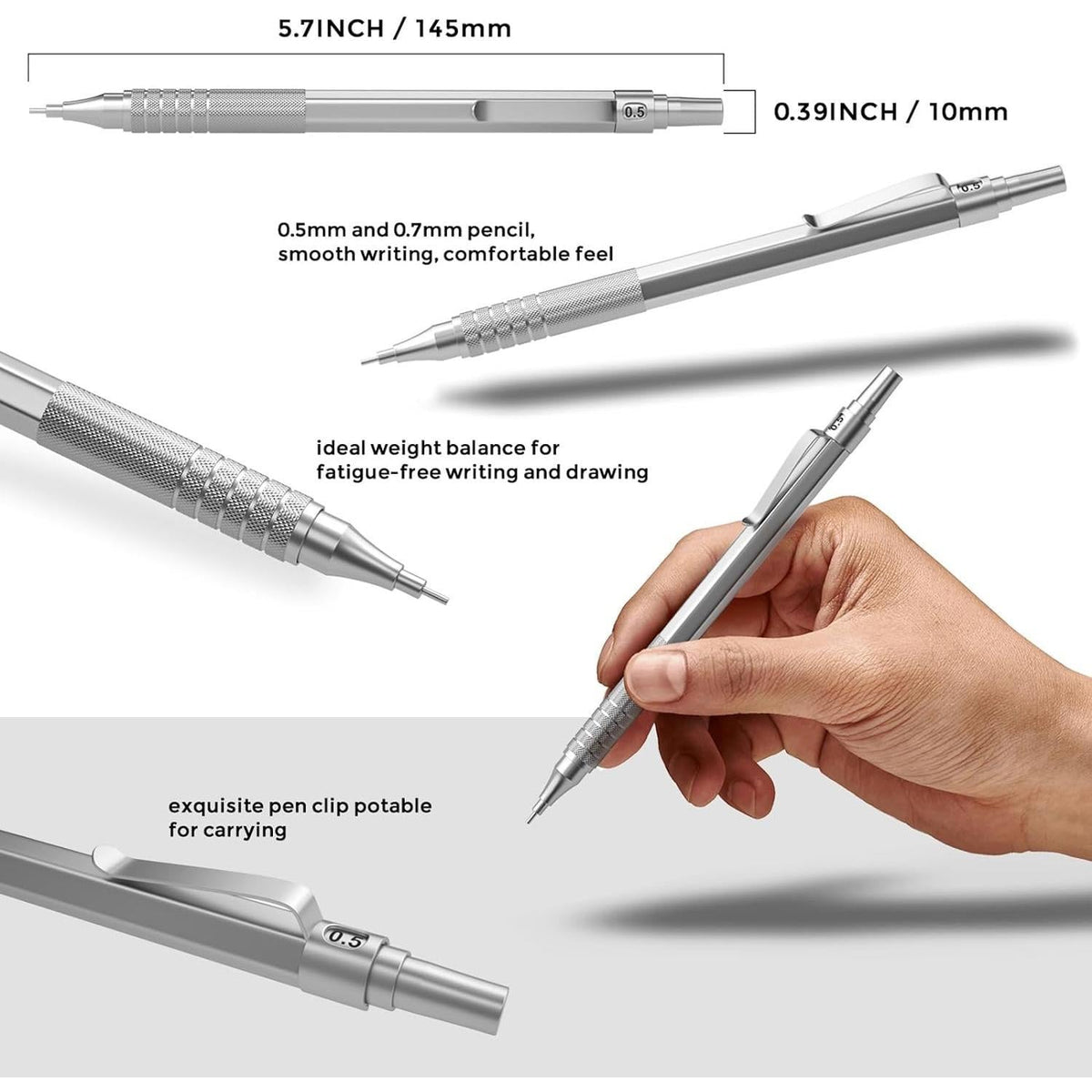 Nicpro 0.5 & 0.7mm Refillable Pencil Kit – Family-Friendly Writing Set for High School Students and Dorm Rooms