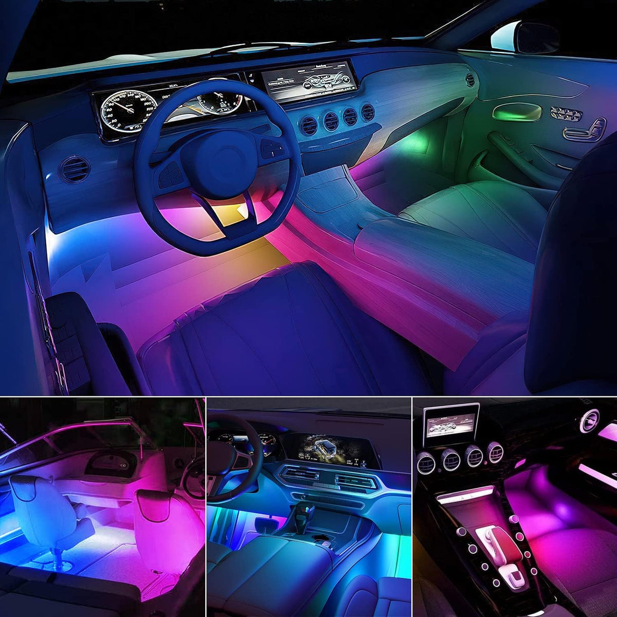 Nilight Dream Color 72 LED Strip Set – Refined Ambient Lighting Upgrade for Luxury Sedan Interiors