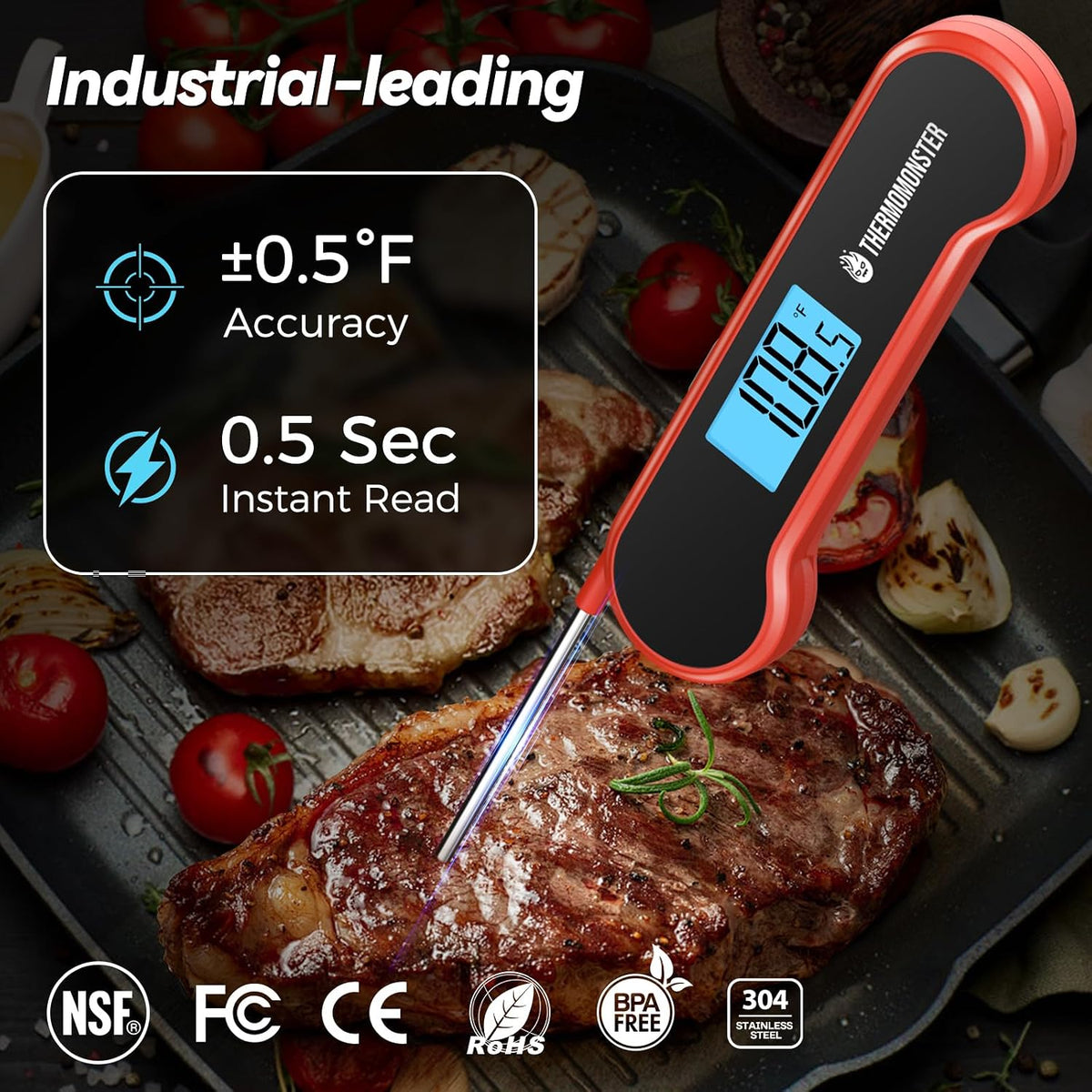nist certified ±0.5°f precision and 0.5°f resolution