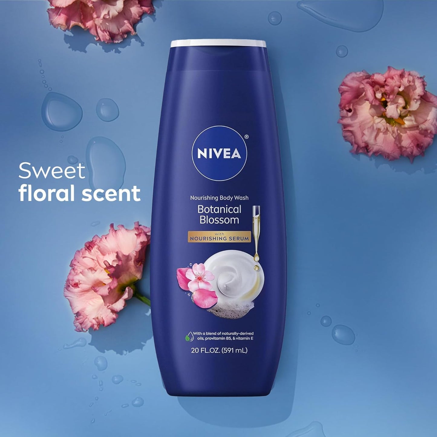 NIVEA Body Wash Nourishing Botanical Blossom – Intentional Skincare Cleanser in Recycled Plastic, Microbiome Gentle Body Wash for Shared Family Bathroom