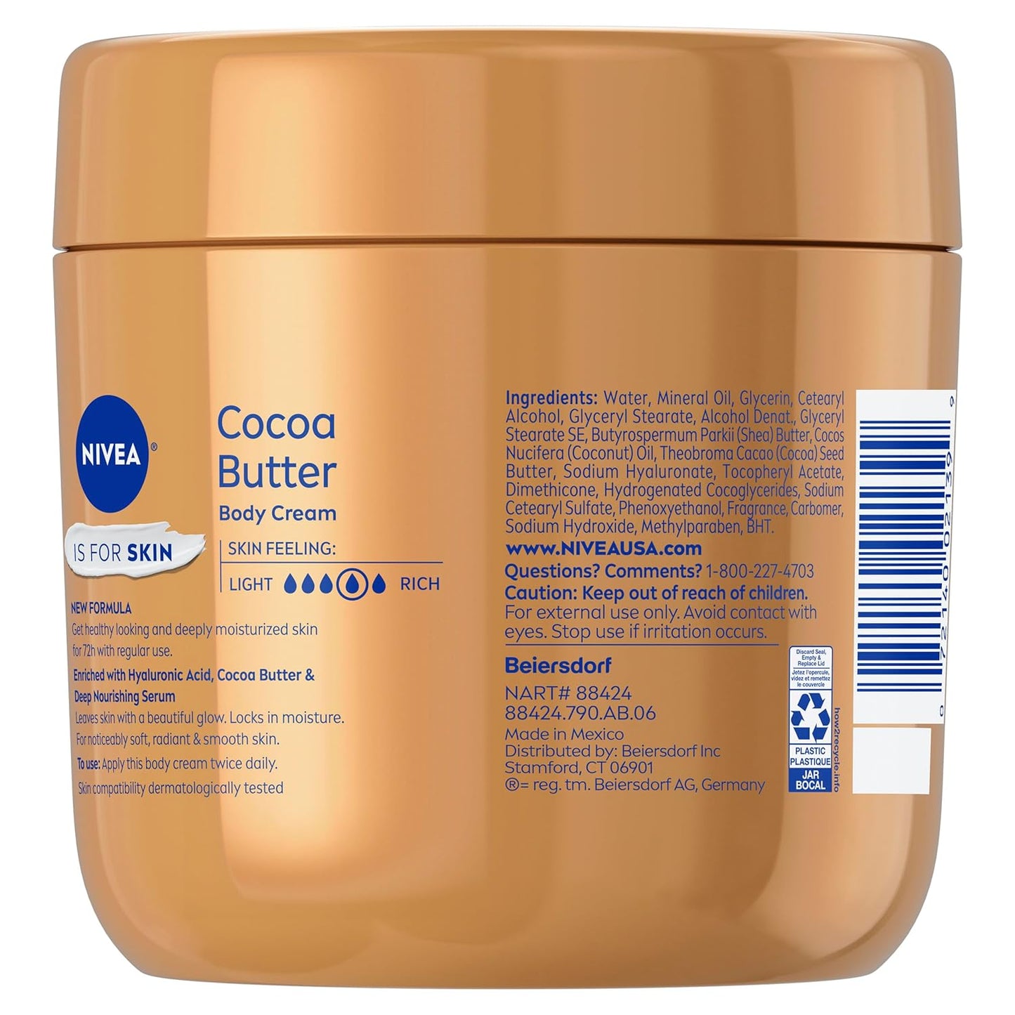 NIVEA Cocoa Butter Body Cream with Deep Nourishing Serum – Holiday Pampering Gift for Mom and Friends, 16 Ounce Jar
