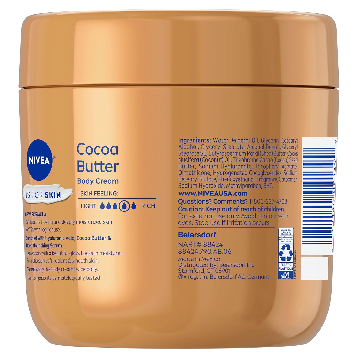 NIVEA Cocoa Butter Body Cream with Deep Nourishing Serum – Holiday Pampering Gift for Mom and Friends, 16 Ounce Jar