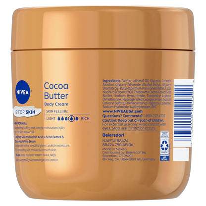 NIVEA Cocoa Butter Body Cream with Deep Nourishing Serum – Holiday Pampering Gift for Mom and Friends, 16 Ounce Jar