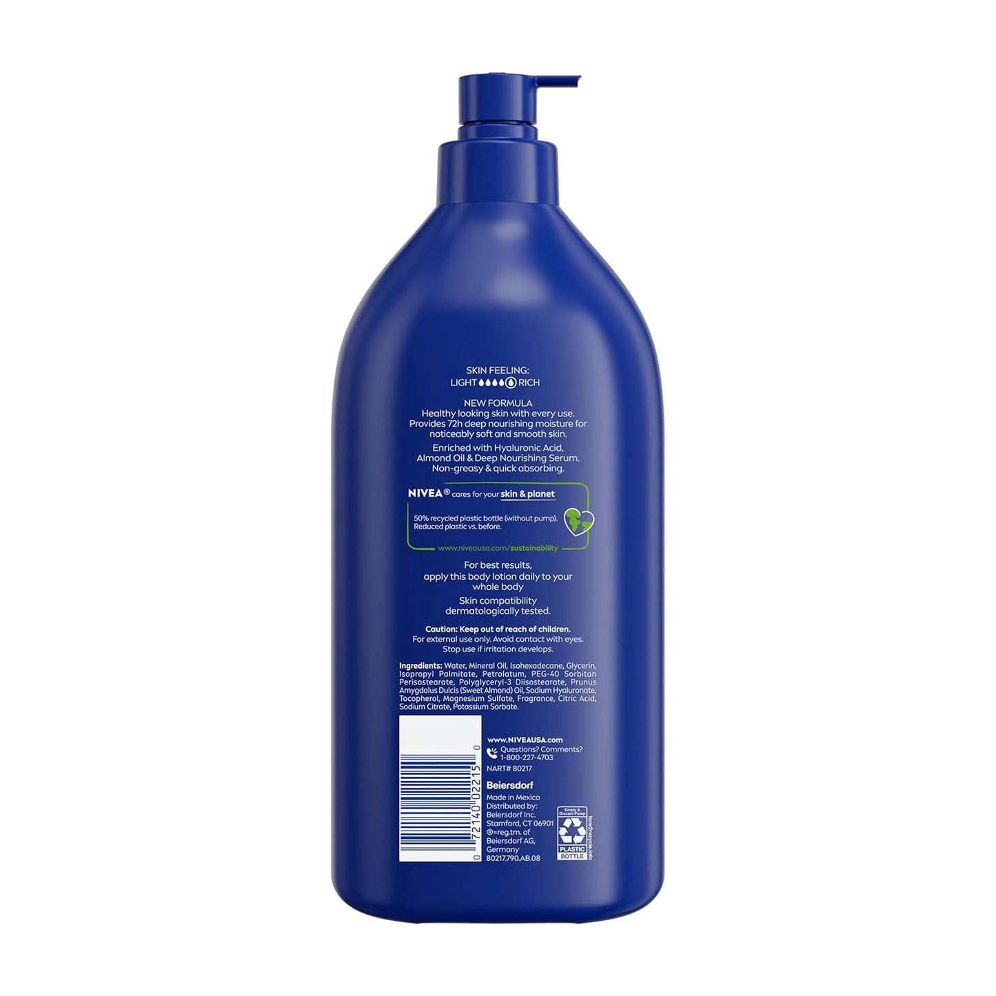 NIVEA Essentially Enriched Body Lotion for Very Dry Skin, Minimalist Daily Moisturizer with Non-Greasy Finish and 72-Hour Hydration, 33.8 Fl Oz Value Size