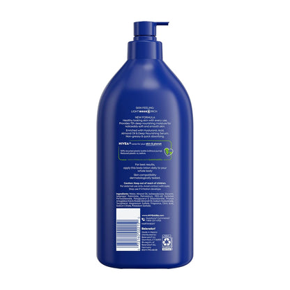 NIVEA Essentially Enriched Body Lotion for Very Dry Skin, Minimalist Daily Moisturizer with Non-Greasy Finish and 72-Hour Hydration, 33.8 Fl Oz Value Size
