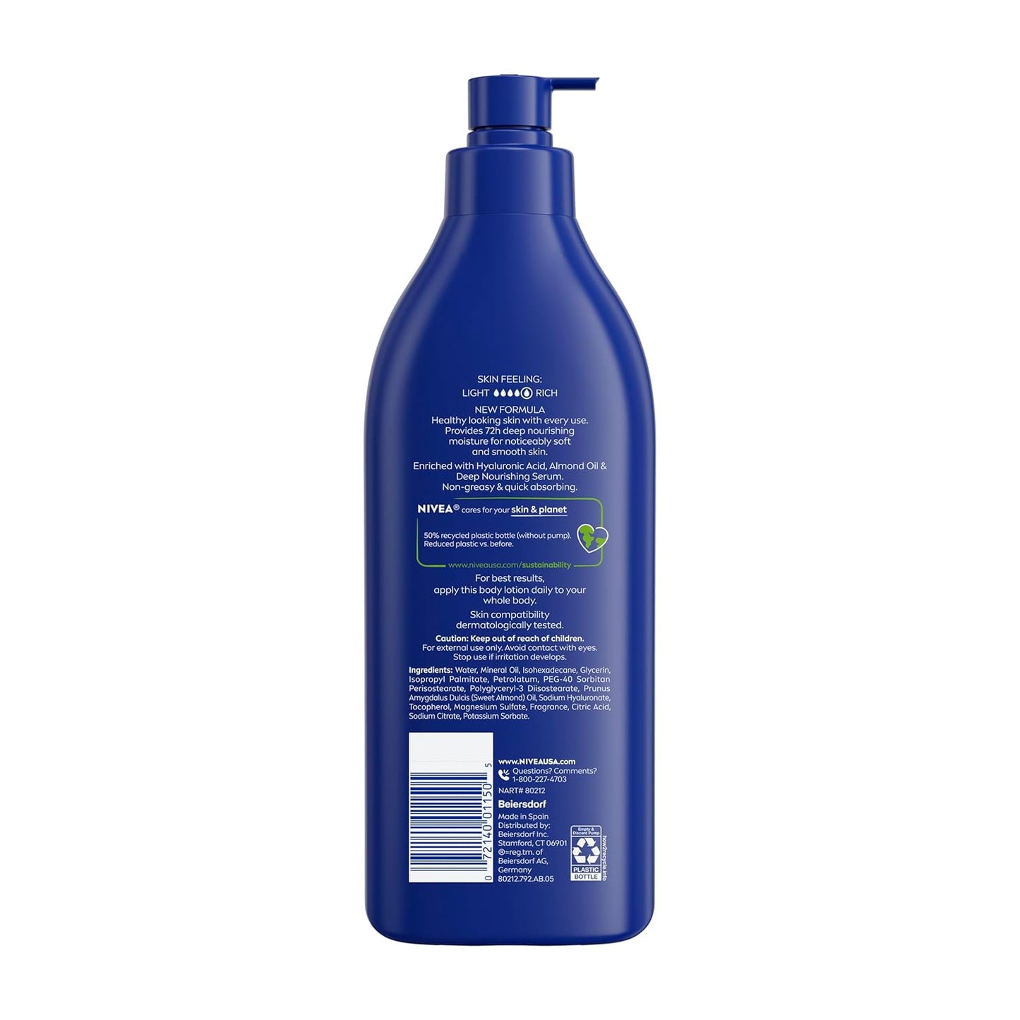 NIVEA Essentially Enriched Body Lotion with Almond Oil, Gentle 72-Hour Moisturizer for Children, Teens, and Adults, 16.9 Fl Oz