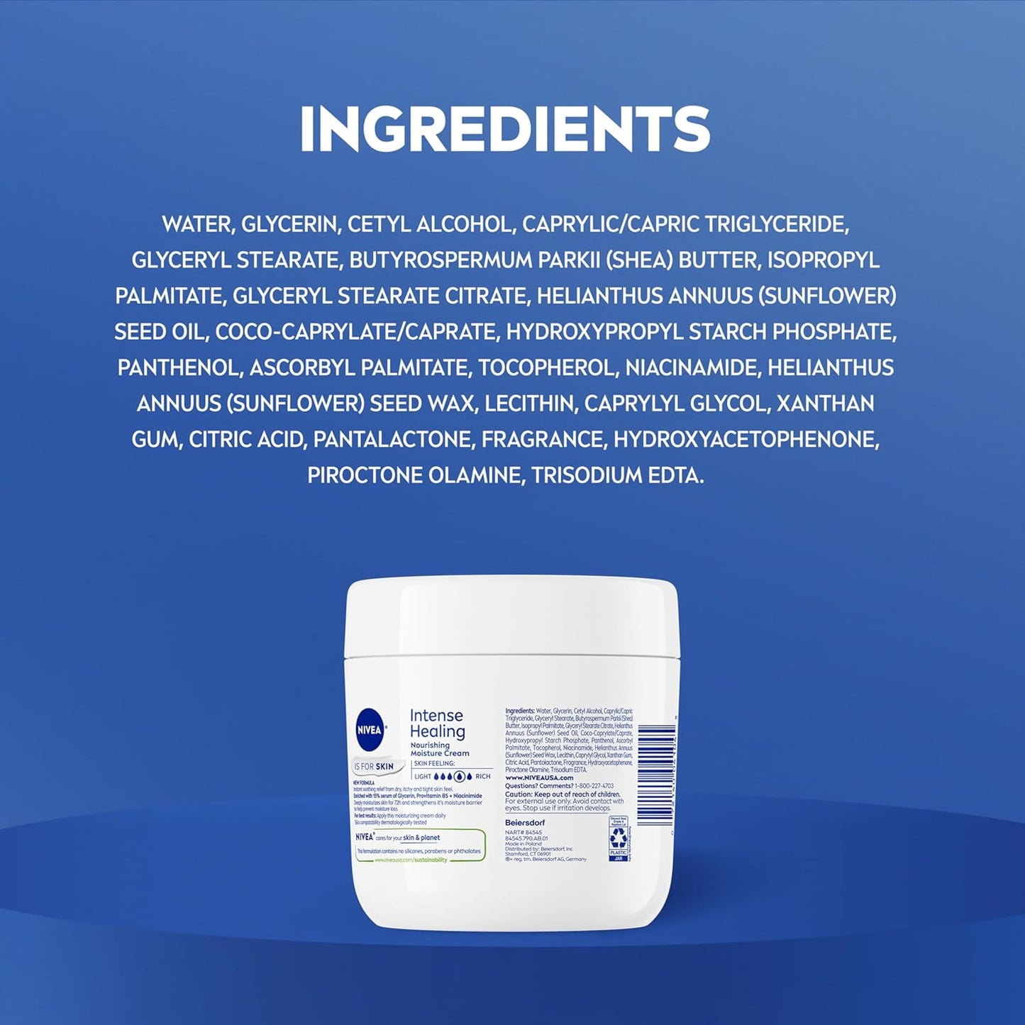 NIVEA Intense Healing Body Cream – Valentine's Day Self-Care Gift for Her, 72-Hour Hydration, 13.5 Oz Jar