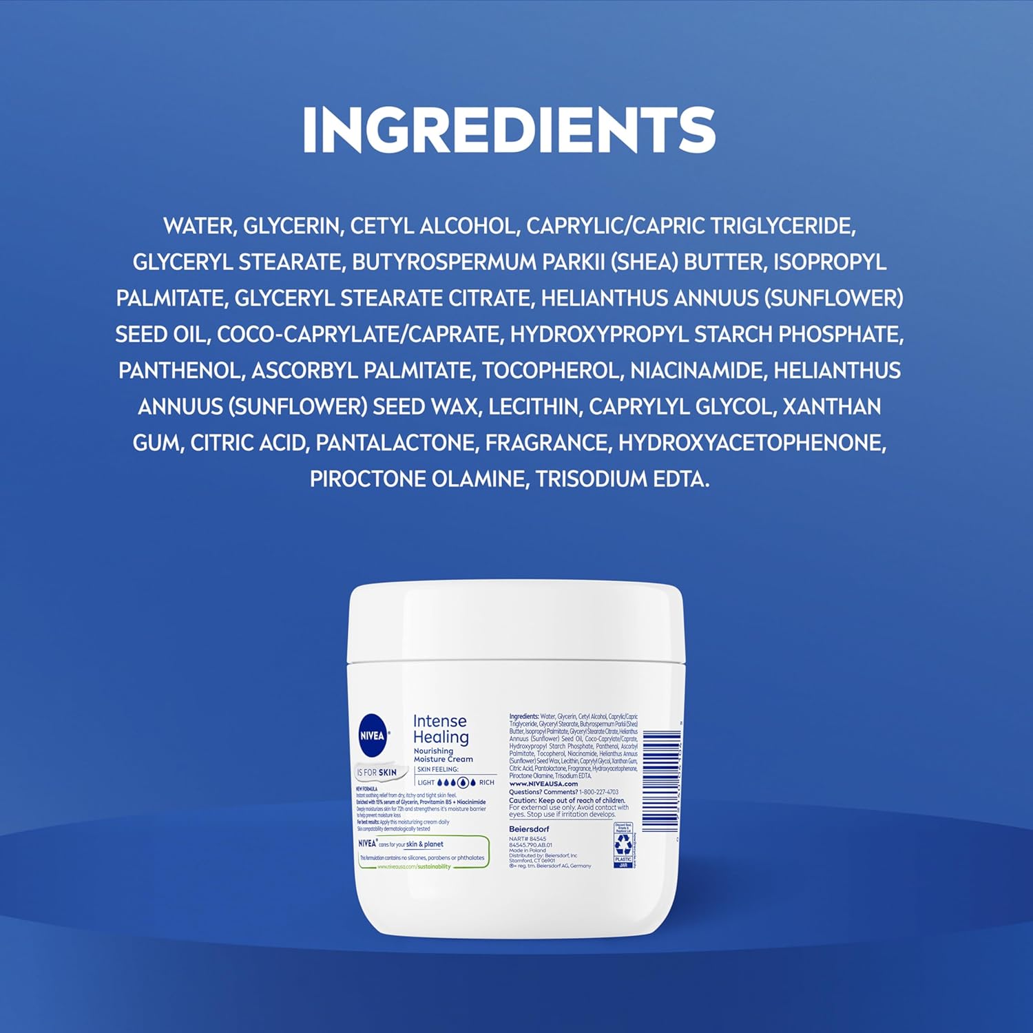 NIVEA Intense Healing Body Cream – Valentine's Day Self-Care Gift for Her, 72-Hour Hydration, 13.5 Oz Jar