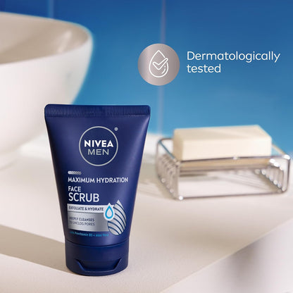 NIVEA MEN Maximum Hydration Face Scrub – Wind-Down Bathroom Ritual with Aloe Vera and Provitamin B5