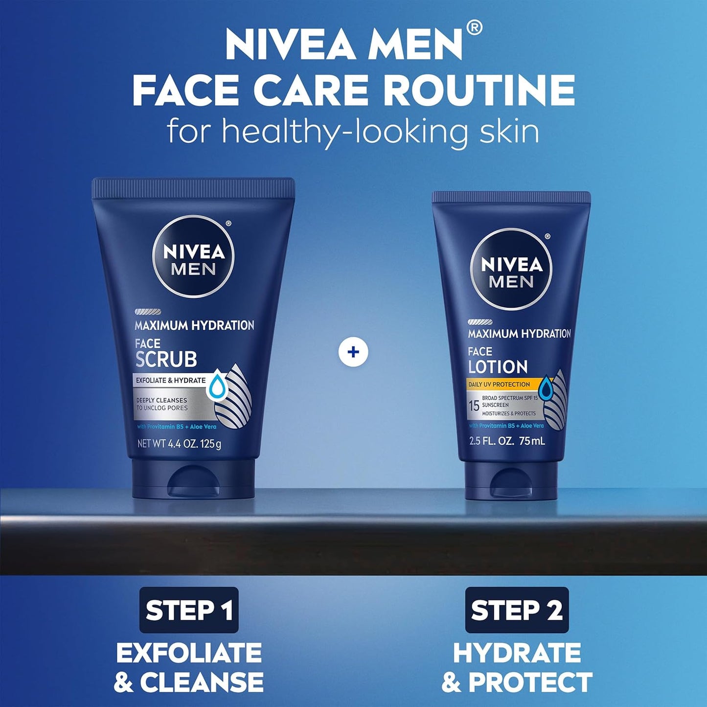 NIVEA MEN Maximum Hydration Face Scrub – Wind-Down Bathroom Ritual with Aloe Vera and Provitamin B5