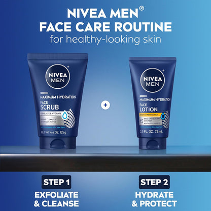 NIVEA MEN Maximum Hydration Face Scrub – Wind-Down Bathroom Ritual with Aloe Vera and Provitamin B5