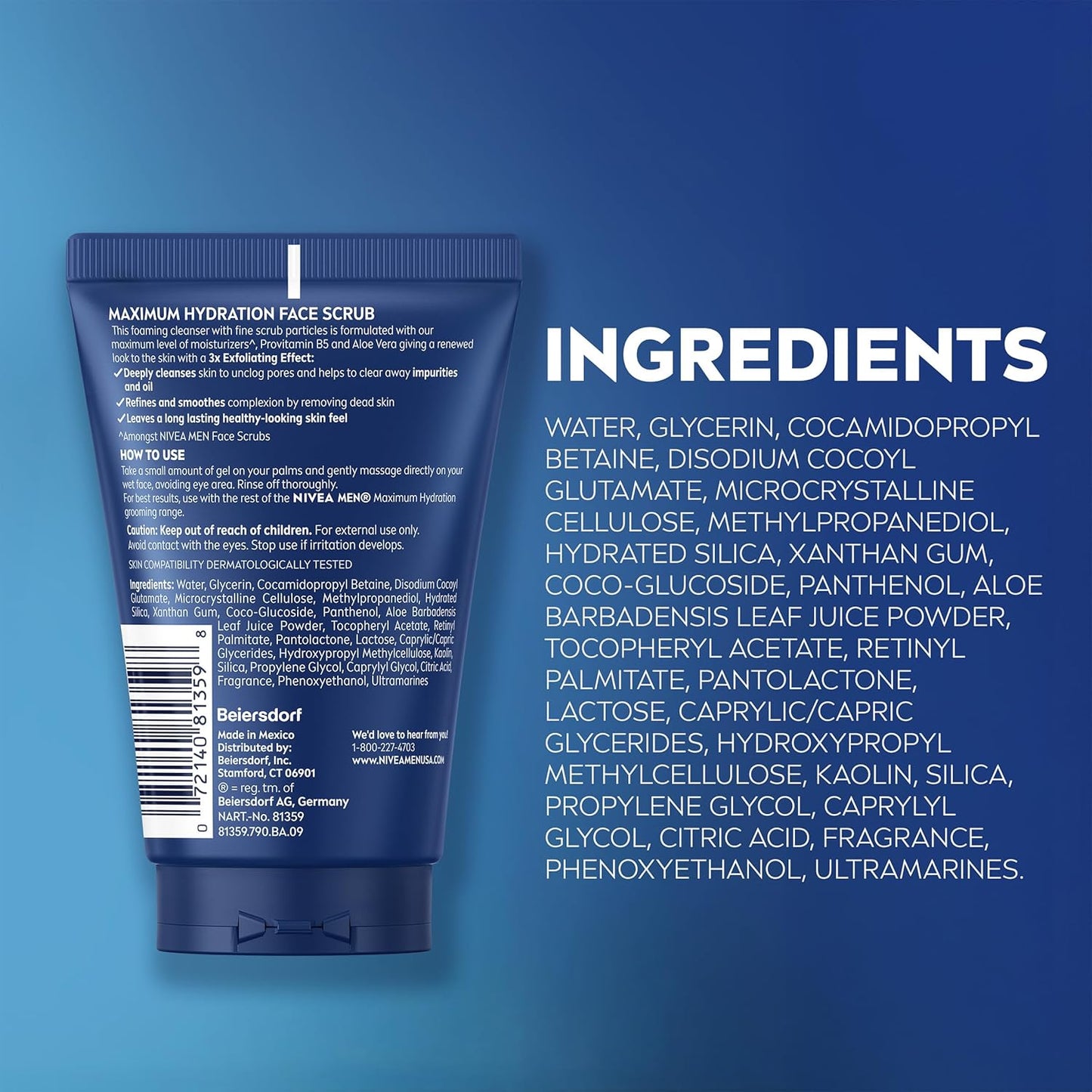 NIVEA MEN Maximum Hydration Face Scrub – Wind-Down Bathroom Ritual with Aloe Vera and Provitamin B5
