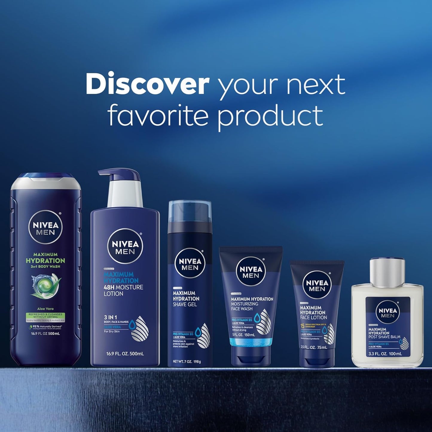 NIVEA MEN Maximum Hydration Moisturizing Body Wash for Dry Skin – One-Step Body Face Hair Cleanser for Restraint-Focused Shared Bathroom Storage