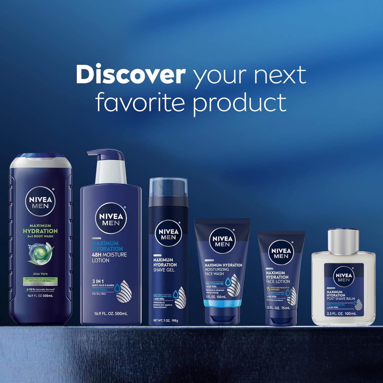 NIVEA MEN Maximum Hydration Moisturizing Body Wash for Dry Skin – One-Step Body Face Hair Cleanser for Restraint-Focused Shared Bathroom Storage
