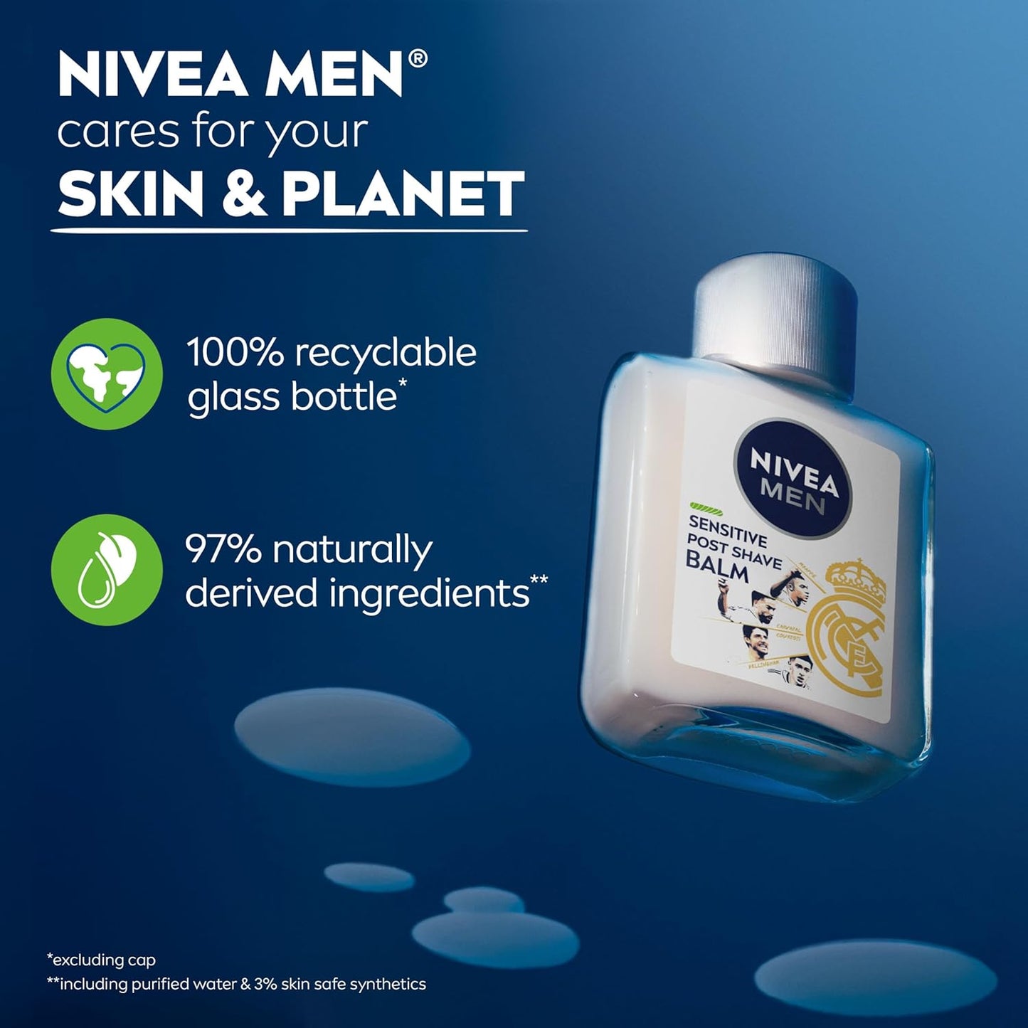 NIVEA MEN Real Madrid Aftershave Balm – Collectible Team Merchandise Gifting for Husband or Boyfriend, 3.3 Oz Bottle