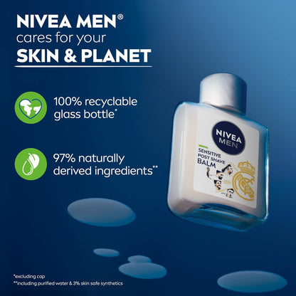 NIVEA MEN Real Madrid Co-Branded Post Shave Balm – Restorative Aftershave Care with Vitamin E and Provitamin B5, 3 Pack