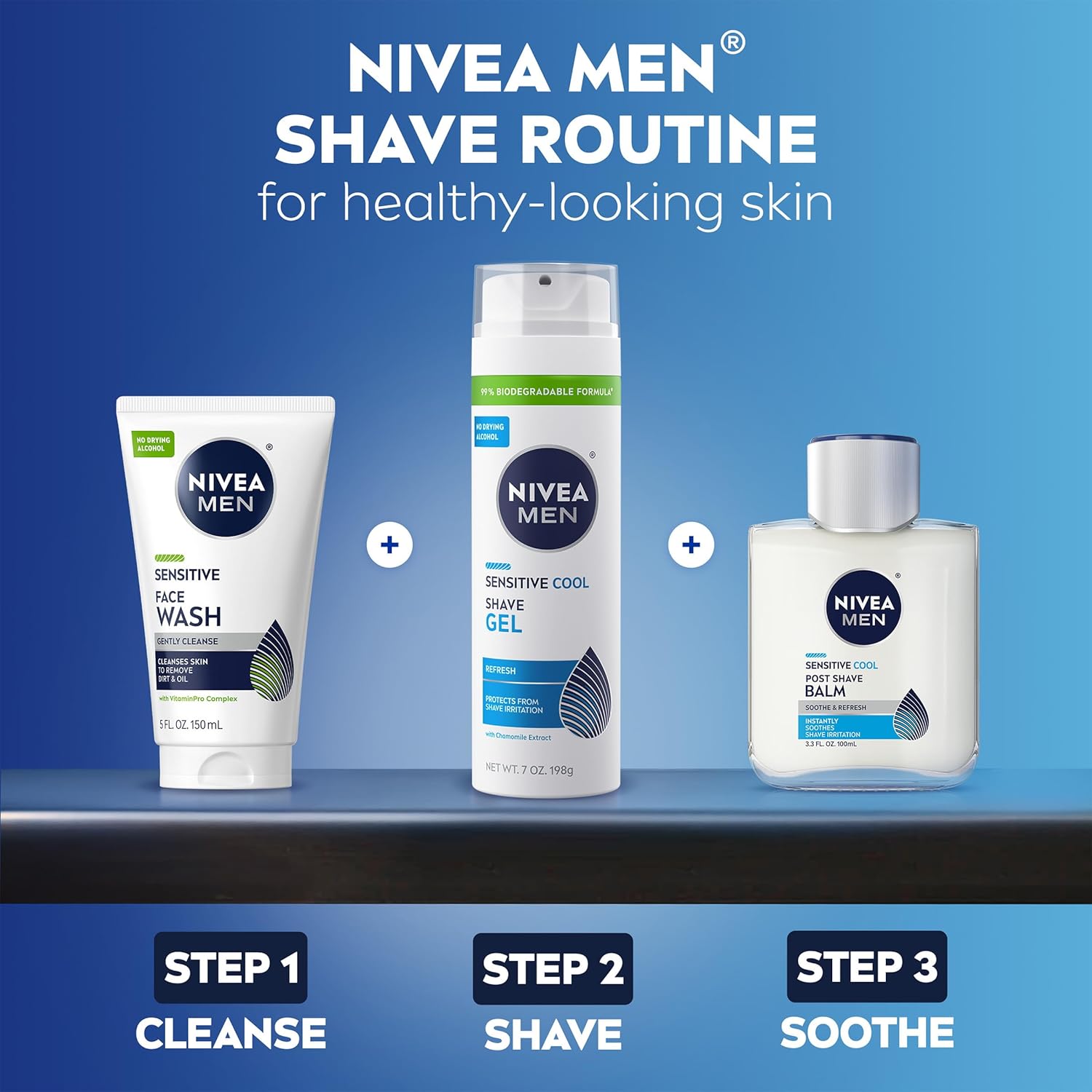 NIVEA MEN Sensitive Cool After Shave Balm, Anniversary Gift for Him Who Shaves Daily, Dermatologist-Tested Alcohol-Free Shave Soother, 3.3 Fl Oz Bottle, Pack of 3