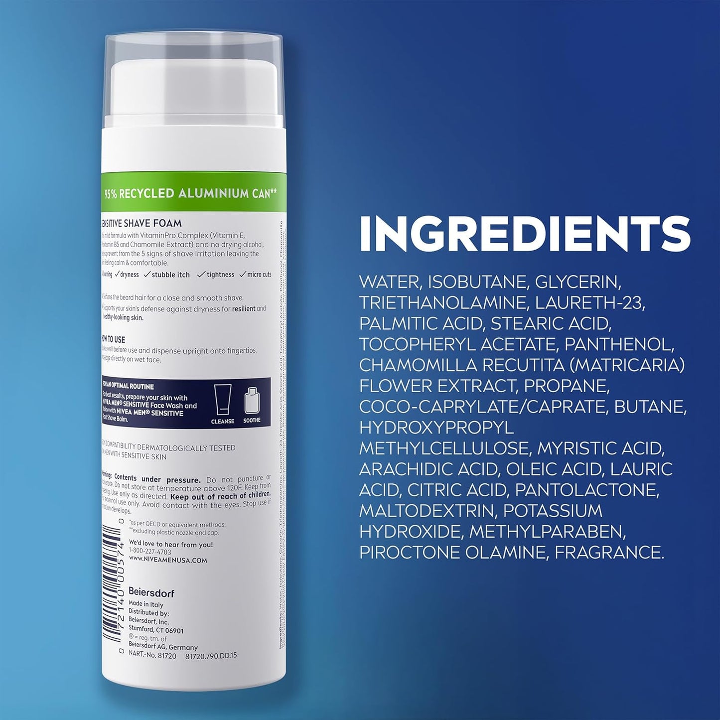 NIVEA MEN Sensitive Shave Foam – Clean, Dye-Free Shave Foam in a Multi-Pack Supply That Lasts