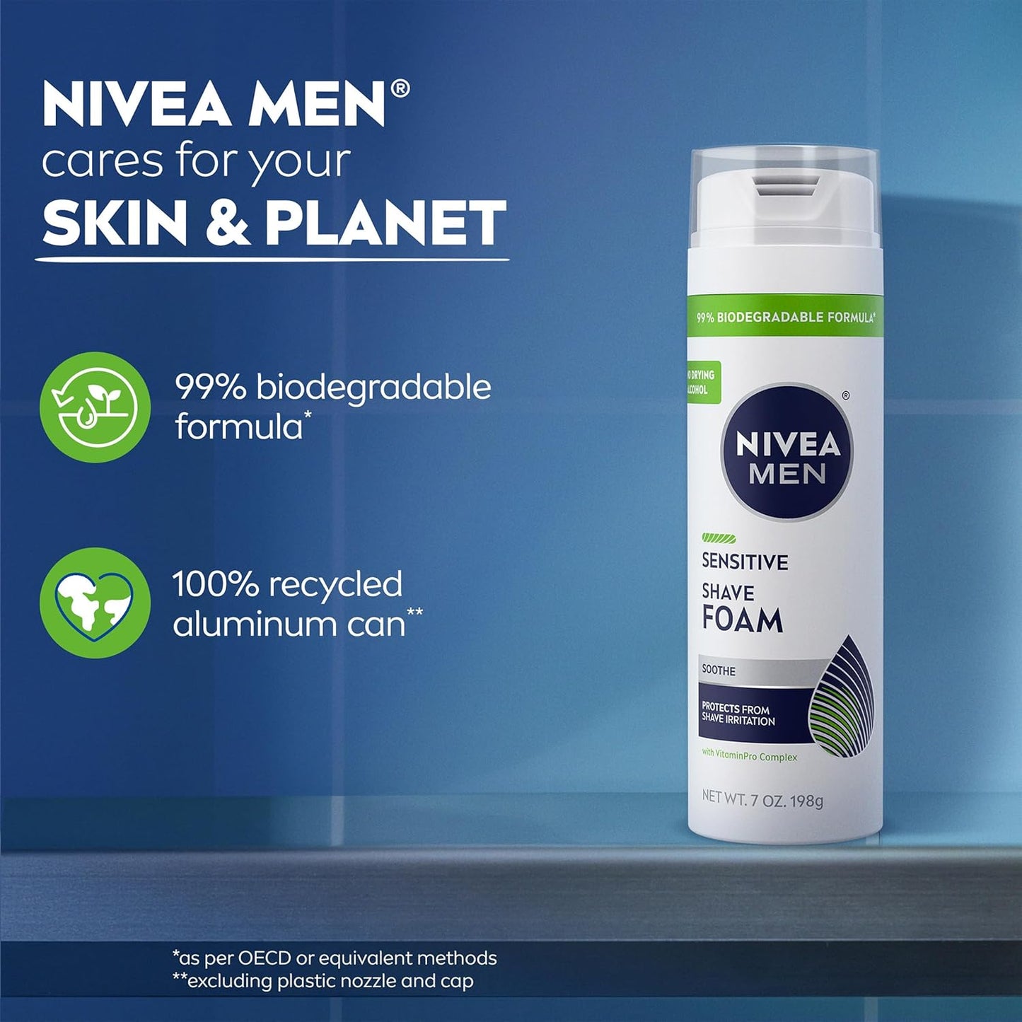 NIVEA MEN Sensitive Shave Foam – Clean, Dye-Free Shave Foam in a Multi-Pack Supply That Lasts