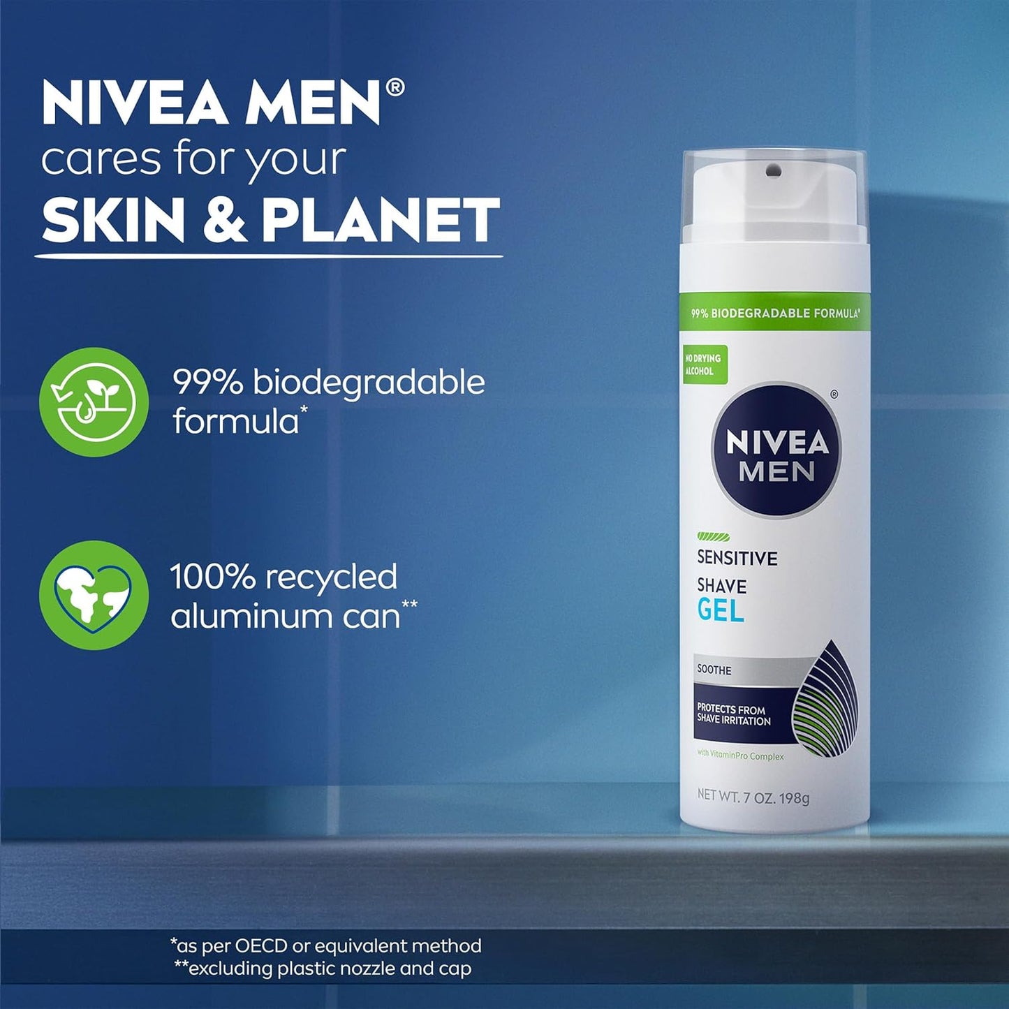 NIVEA MEN Sensitive Shave Gel – Intentional Daily Shave for Sensitive Skin, One-Step Soothing Formula, 7 Oz, Pack of 3