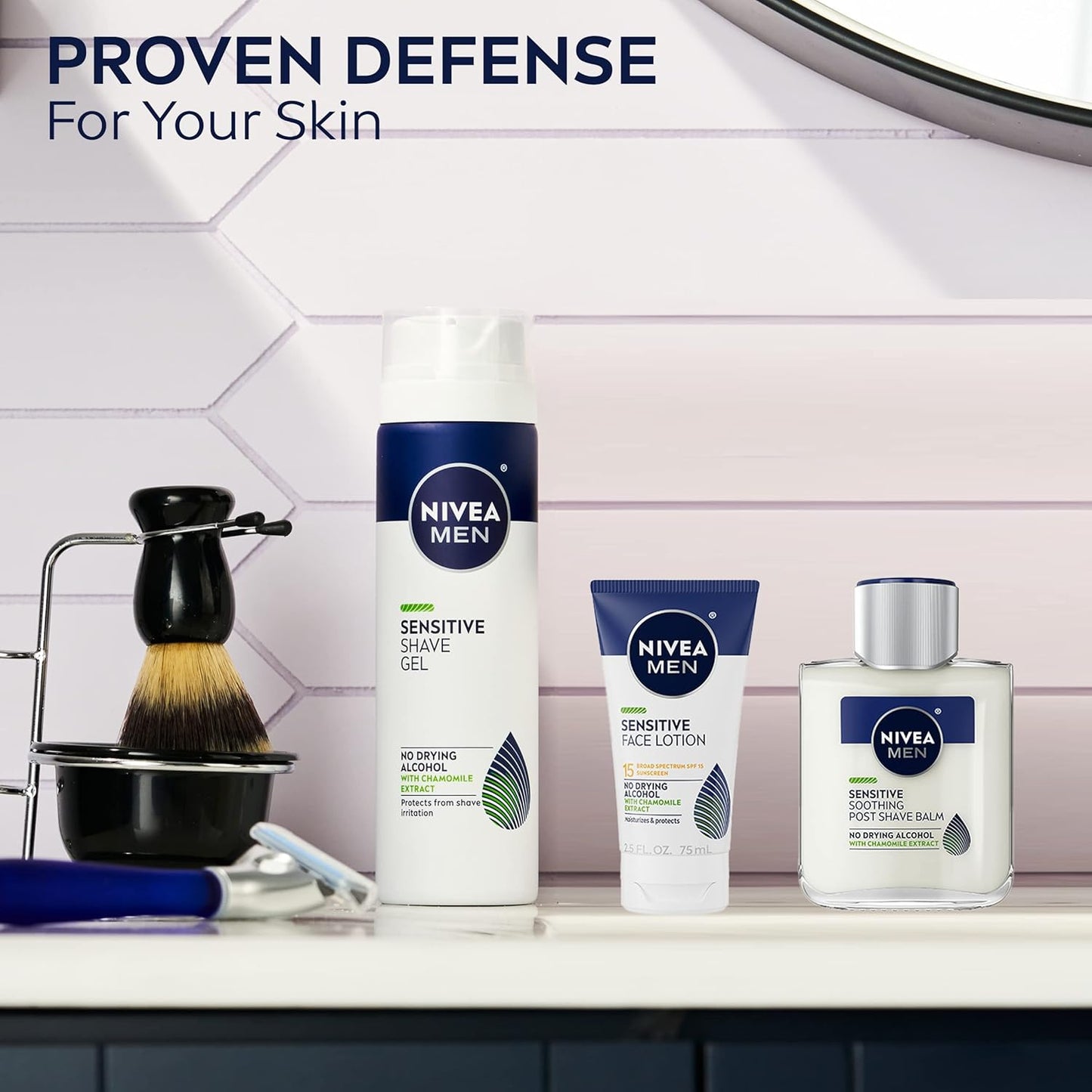 NIVEA MEN Sensitive SPF 15 Face Lotion – Calm, Sting-Free Moisturizer for Reactive and Easily Irritated Skin