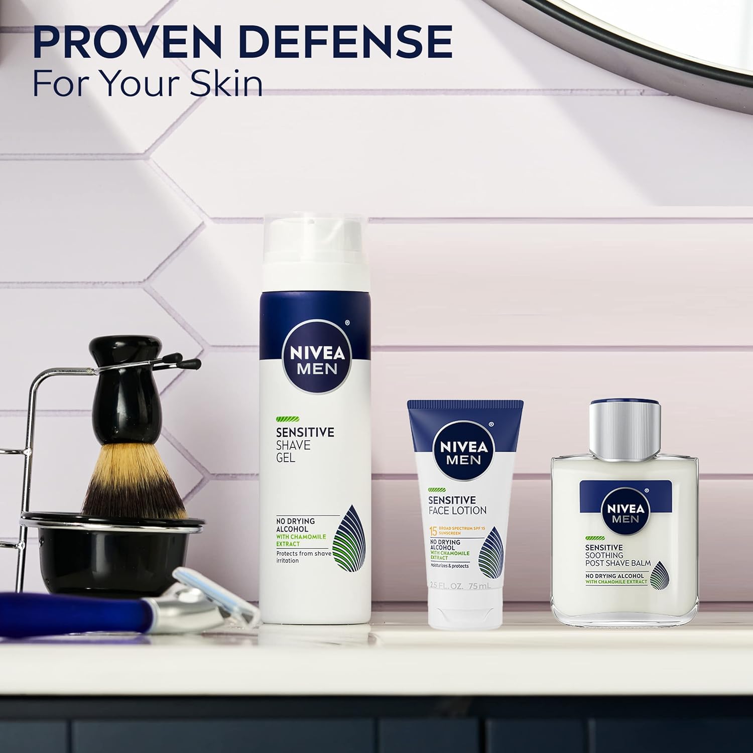 NIVEA MEN Sensitive SPF 15 Face Lotion – Calm, Sting-Free Moisturizer for Reactive and Easily Irritated Skin