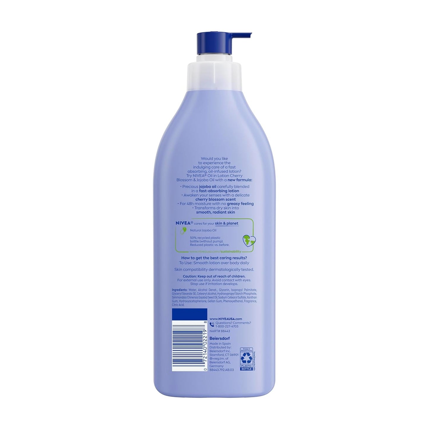 NIVEA Oil Infused Body Lotion – Long-Lasting Cherry Blossom Scented Lotion for Sensory Self-Care Routine, 16.9 Fl Oz