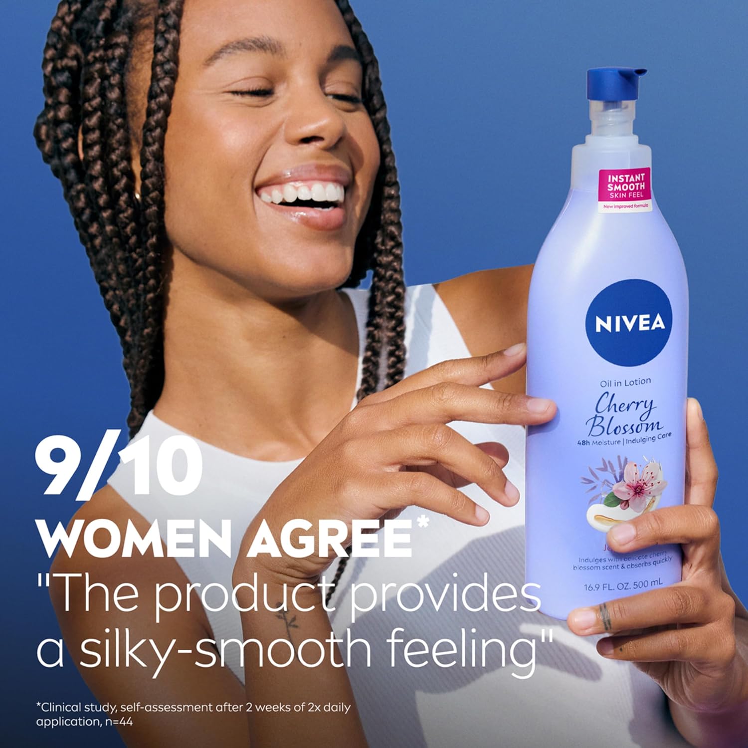 NIVEA Oil Infused Body Lotion – Long-Lasting Cherry Blossom Scented Lotion for Sensory Self-Care Routine, 16.9 Fl Oz