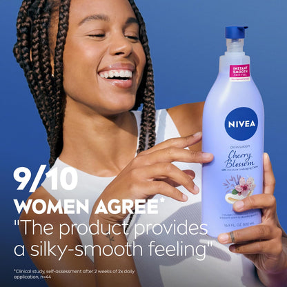 NIVEA Oil Infused Body Lotion – Long-Lasting Cherry Blossom Scented Lotion for Sensory Self-Care Routine, 16.9 Fl Oz