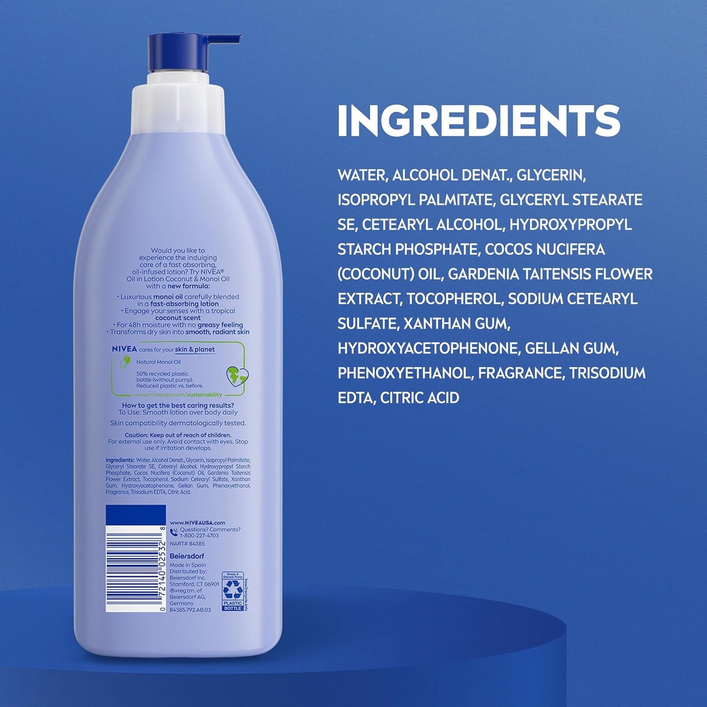 NIVEA Oil Infused Coconut and Monoi Body Lotion – Tropical Coconut Lotion Gift for Mom on Valentine's Day