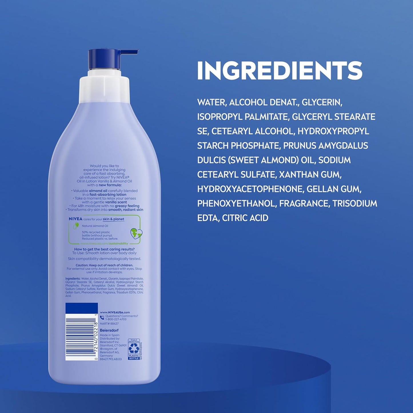 NIVEA Oil Infused Vanilla and Almond Oil Body Lotion – Holiday Thank-You Gift for Mom, 16.9 Fl Oz Vanilla Scented Moisturizing Body Lotion