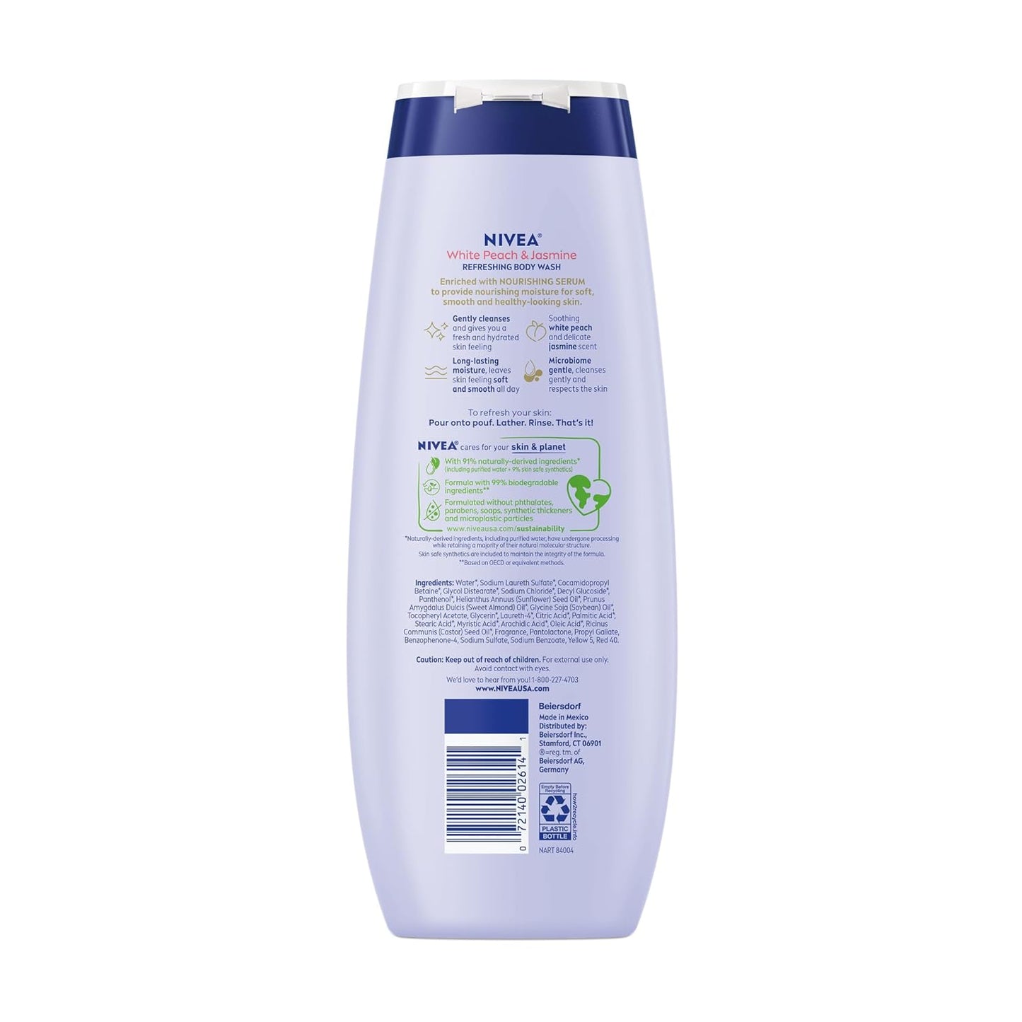 NIVEA Scented Body Wash for Women – Mood-Boosting Peach and Jasmine Aroma for Stress Relief, 20 Fl Oz