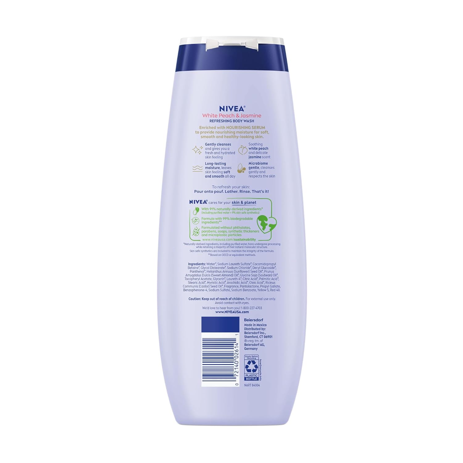 NIVEA Scented Body Wash for Women – Mood-Boosting Peach and Jasmine Aroma for Stress Relief, 20 Fl Oz
