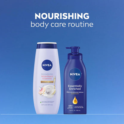 NIVEA Scented Body Wash for Women – Mood-Boosting Peach and Jasmine Aroma for Stress Relief, 20 Fl Oz