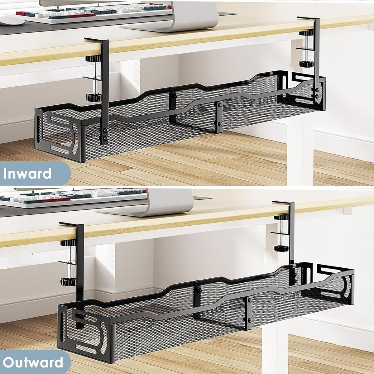No Drill Under Desk Cable Tray – Decor Conscious Cable Management for Living Room and Bedroom Workstations